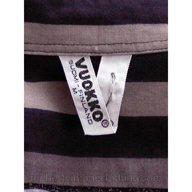 Vintage Vuokko Striped Gray Black Jacket Top Snap Front 1970s M