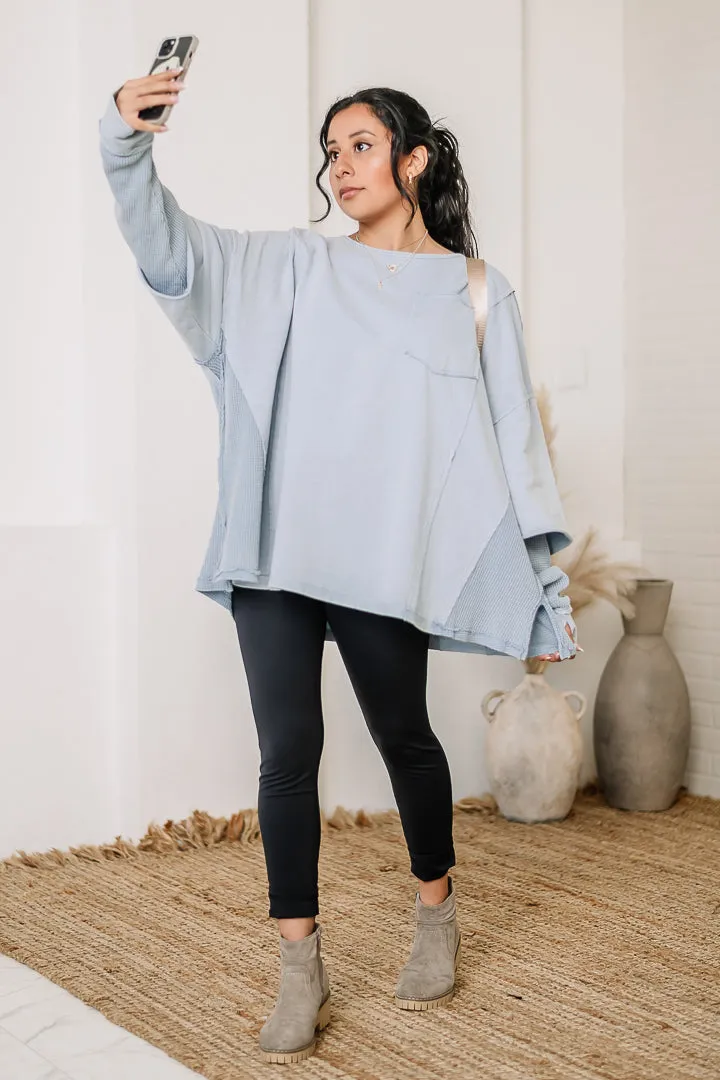 Vintage Wash Raw Edge Top | Denim