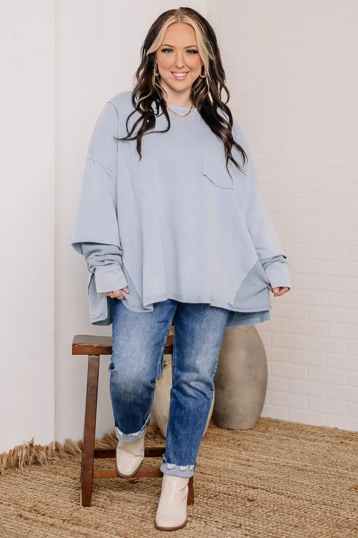 Vintage Wash Raw Edge Top | Denim