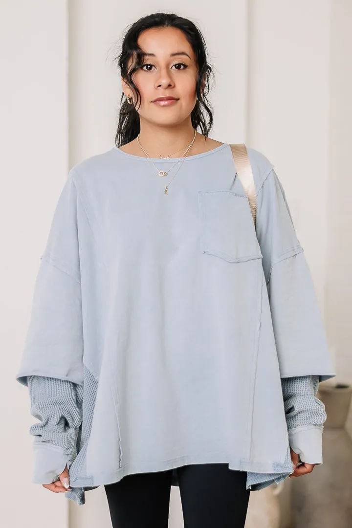 Vintage Wash Raw Edge Top | Denim