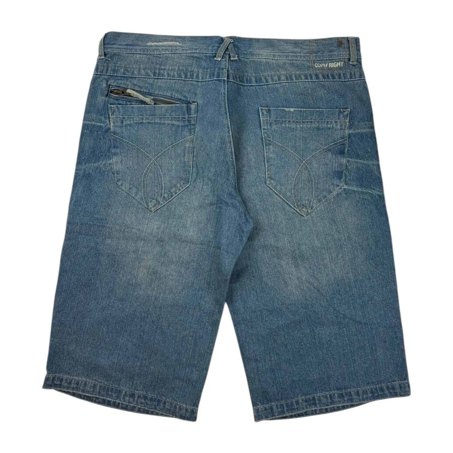 Vintage Y2K Copyright Contrast Pocket Jorts Light Wash