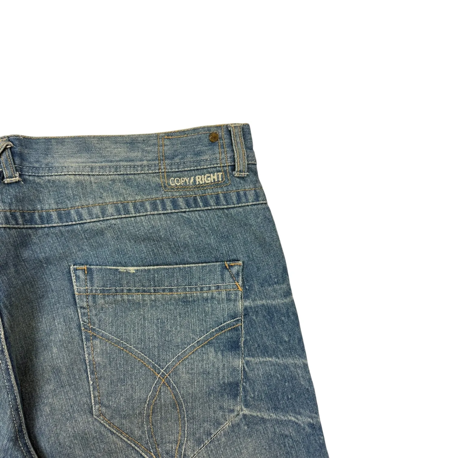 Vintage Y2K Copyright Contrast Pocket Jorts Light Wash
