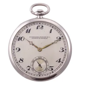VTG Audemars Piguet Thin Open Face 42mm Solid Platinum 19 Jewel Pocket Watch