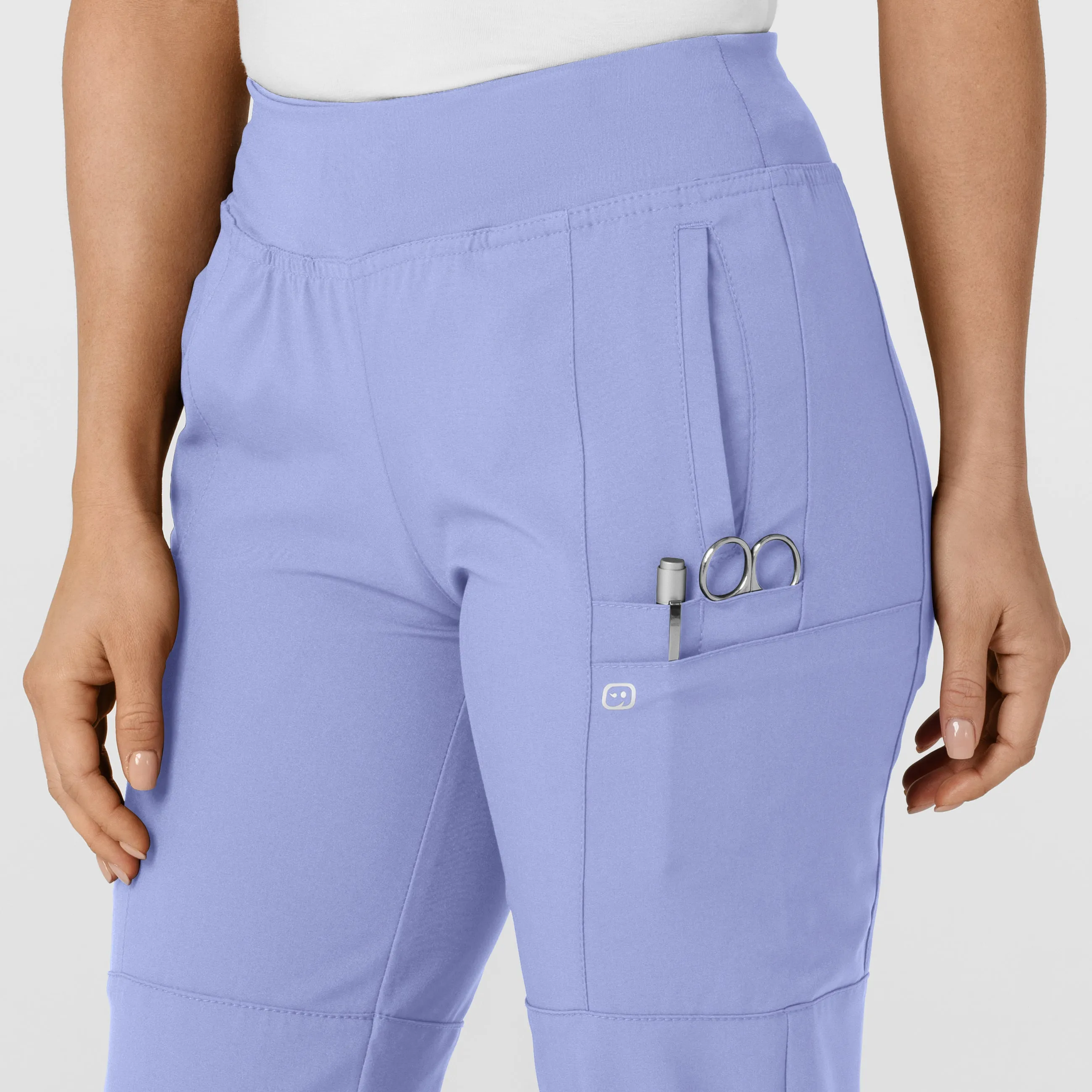 W123 5555 Comfort Waist Cargo Jogger Scrub Pants Ceil Blue