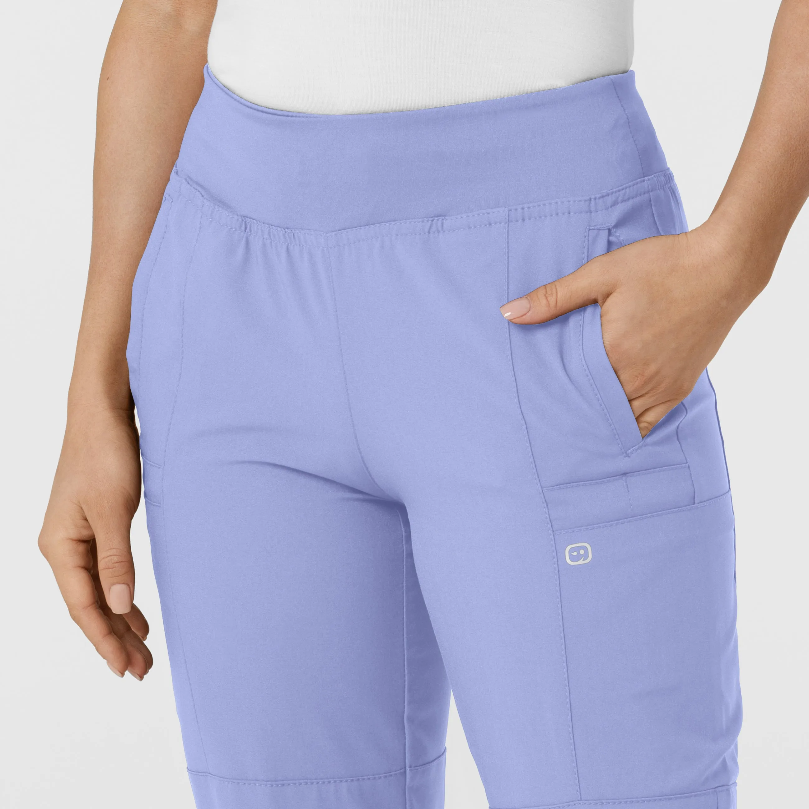 W123 5555 Comfort Waist Cargo Jogger Scrub Pants Ceil Blue