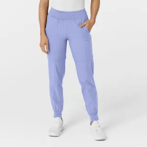 W123 5555 Comfort Waist Cargo Jogger Scrub Pants Ceil Blue