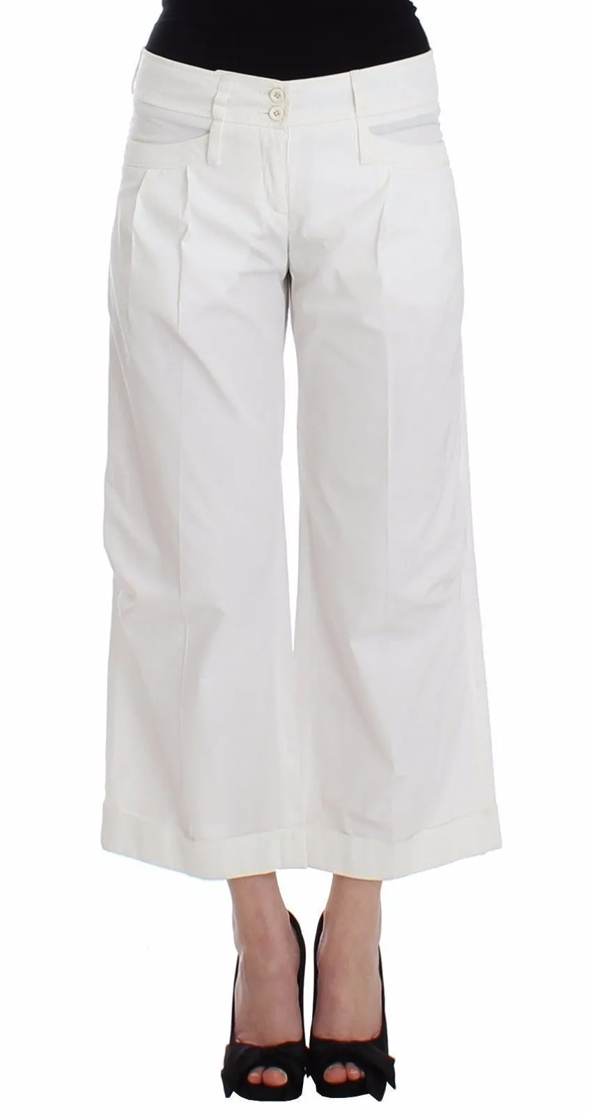 White Capri Pants Cropped Palazzo Casual