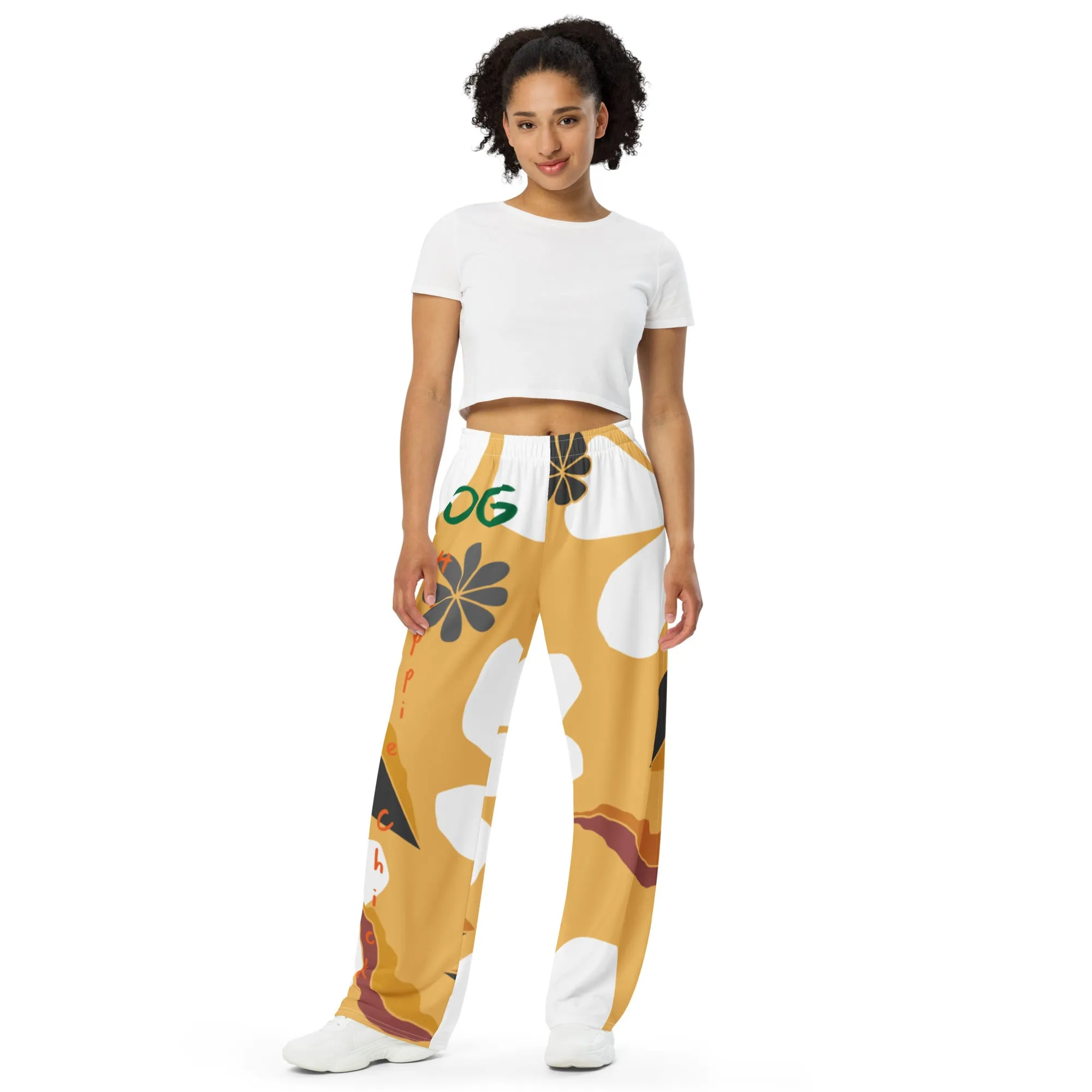 White Flowers Unisex Pants - OG Hippie Chick