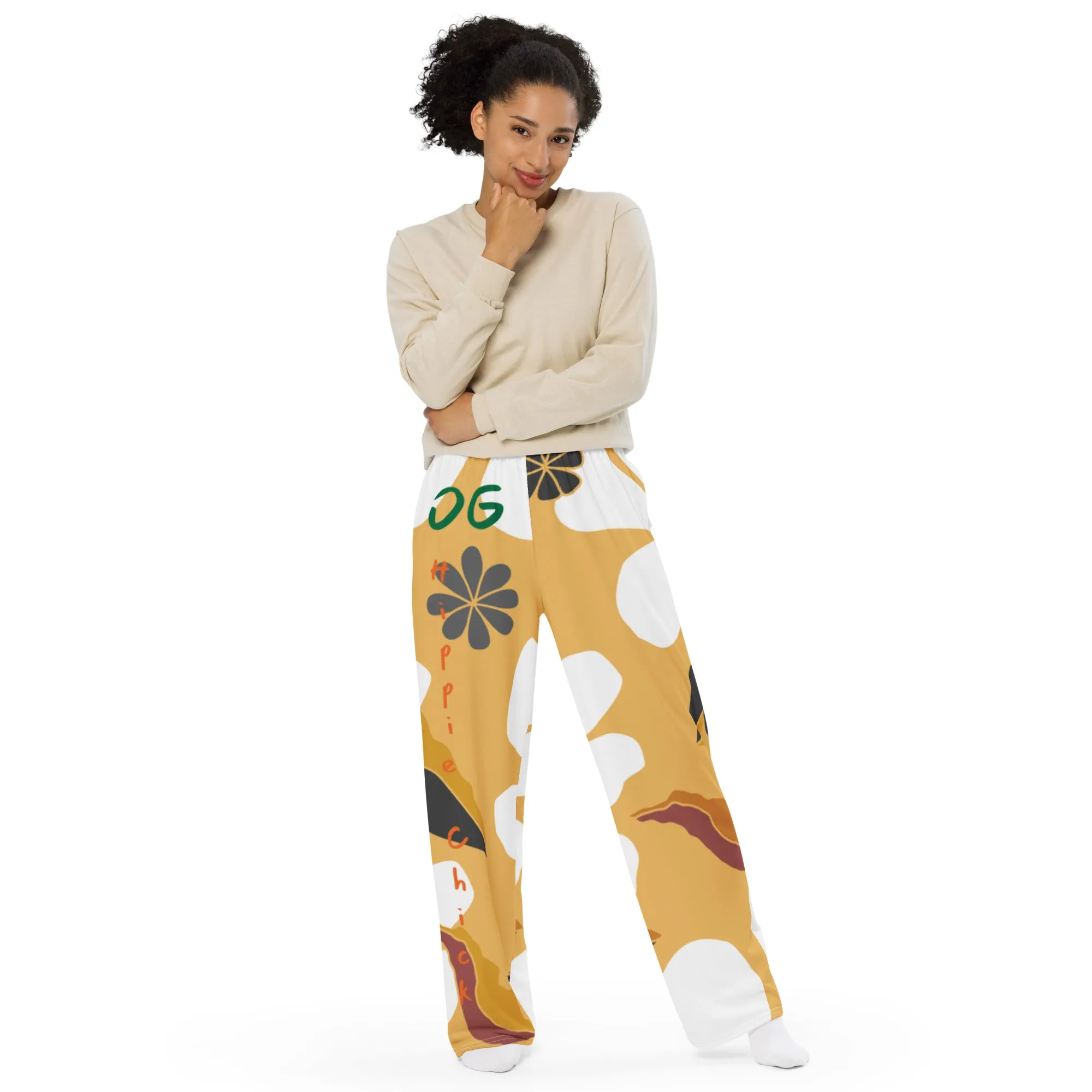 White Flowers Unisex Pants - OG Hippie Chick