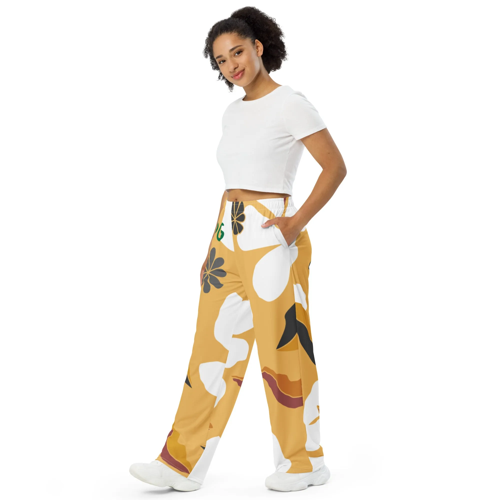 White Flowers Unisex Pants - OG Hippie Chick