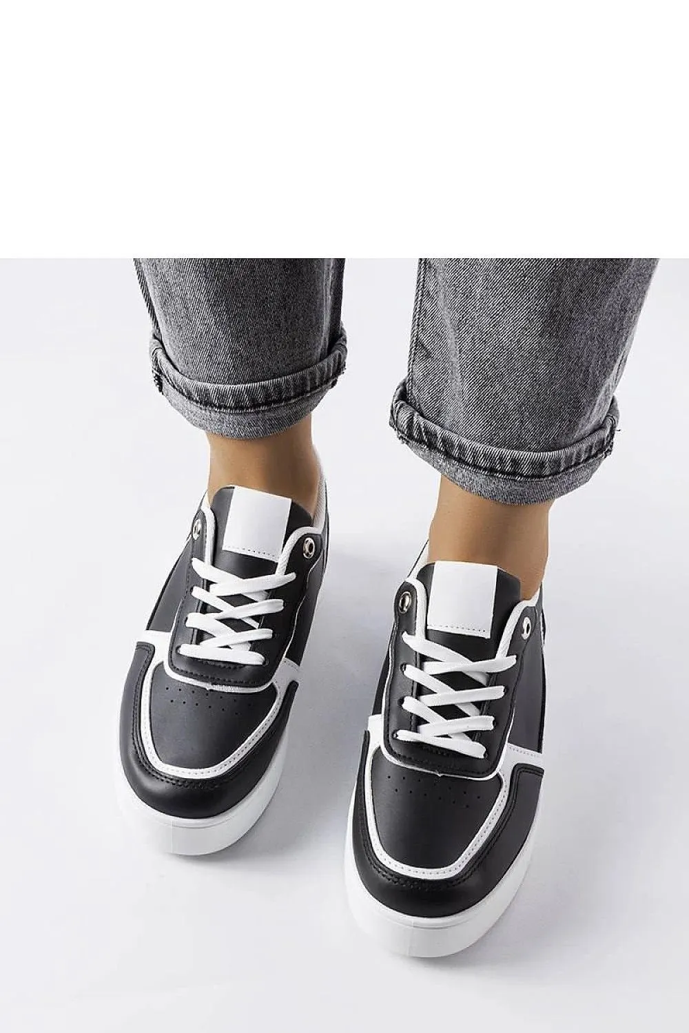 White lace-up platform sneakers