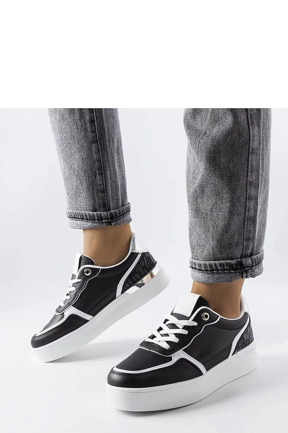 White lace-up platform sneakers