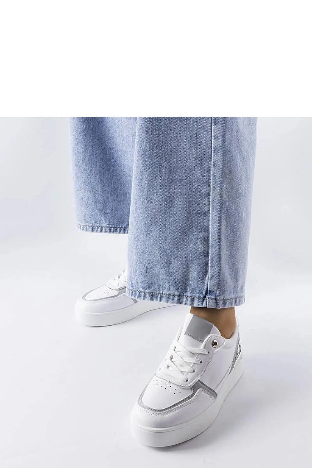 White lace-up platform sneakers
