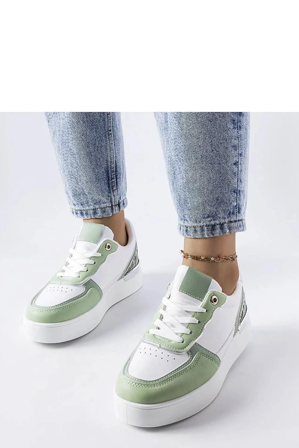 White lace-up platform sneakers
