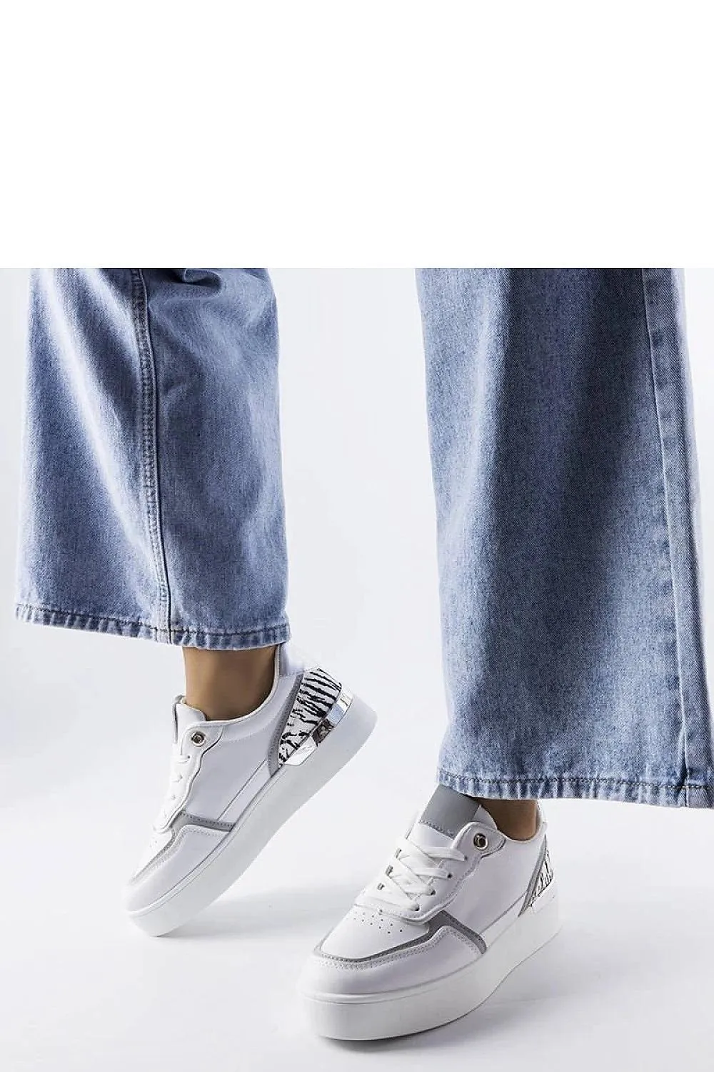 White lace-up platform sneakers
