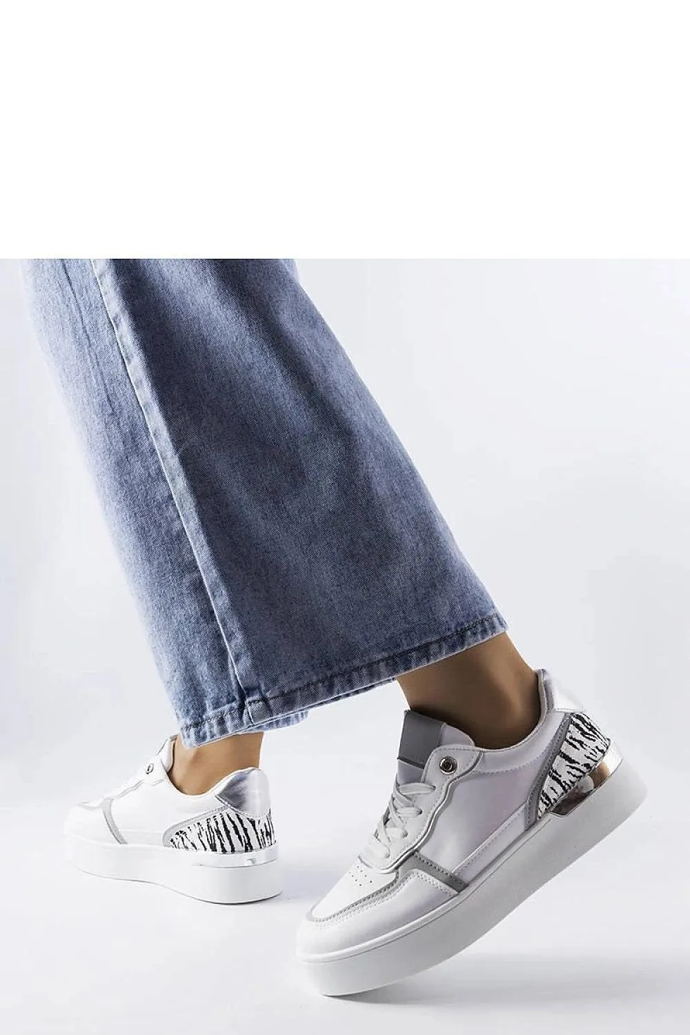 White lace-up platform sneakers