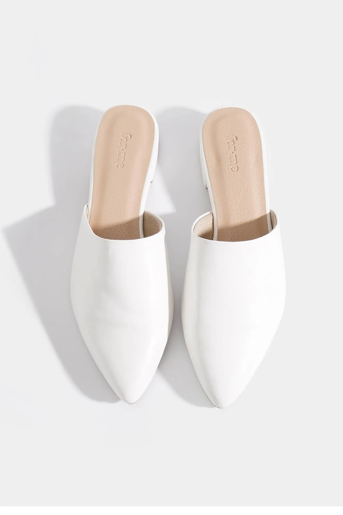 White Pointed Toe Mules