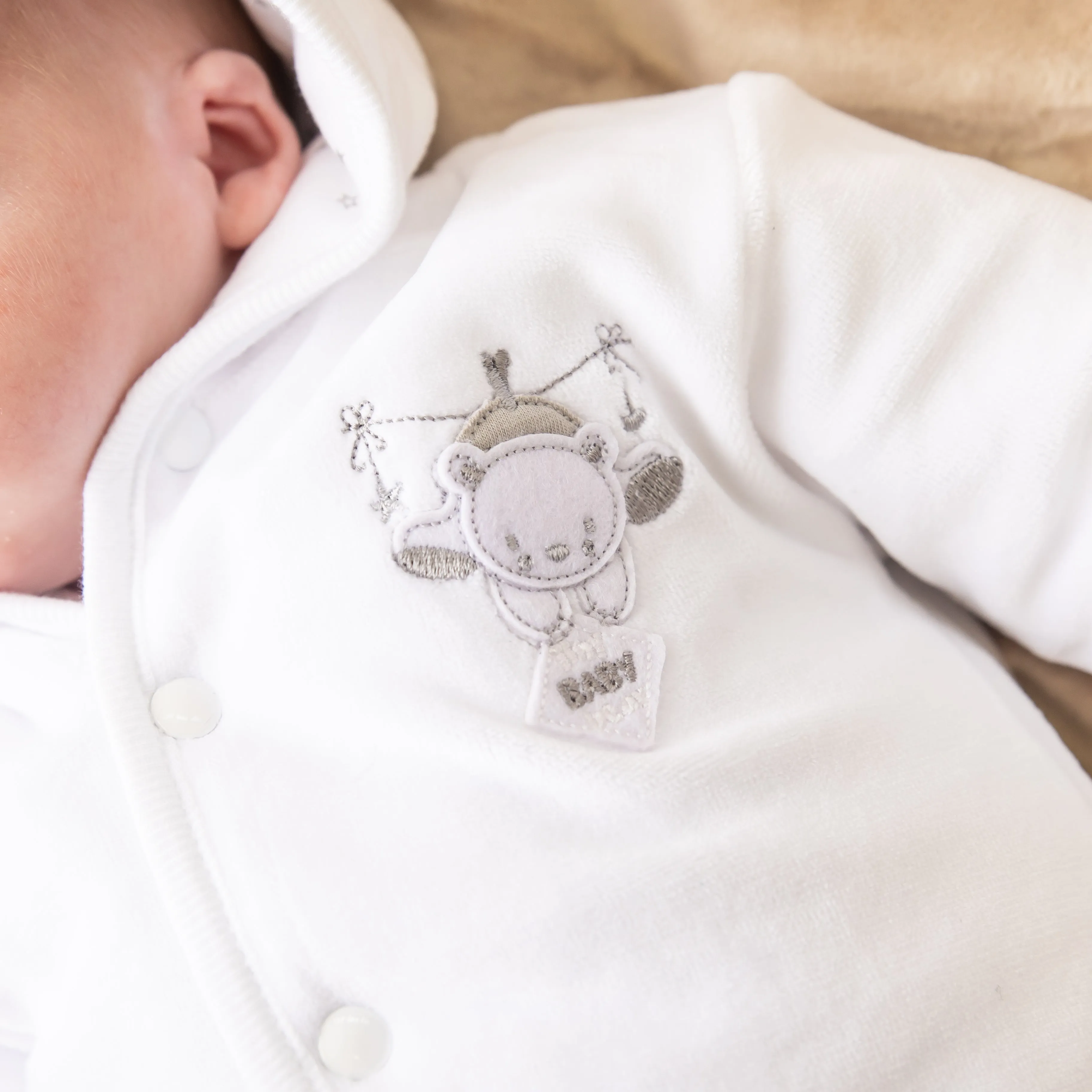White Tiny Bear Velour Jacket