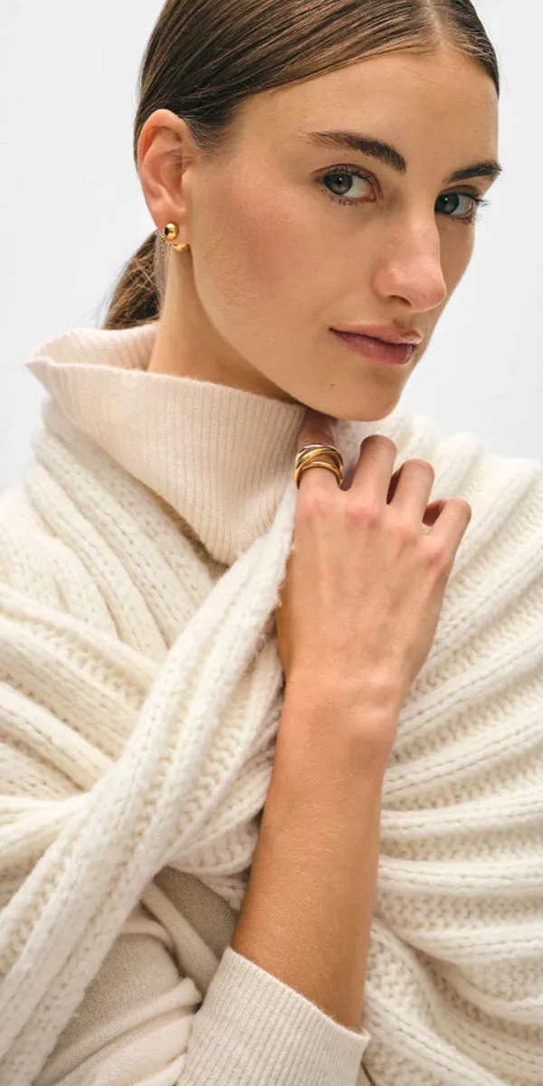 White   Warren Lofty Ribbed Scarf
