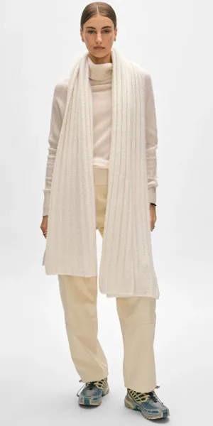 White   Warren Lofty Ribbed Scarf