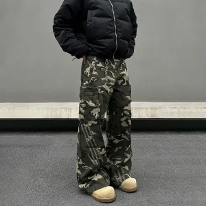 Wide-leg Camouflage Cargo Pants