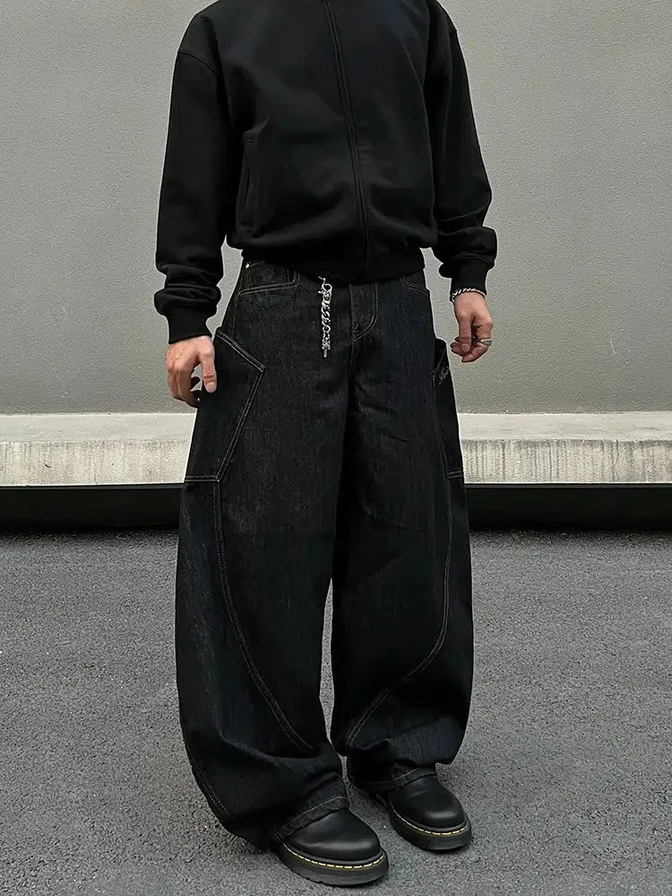 Wide-Leg Denim Pants