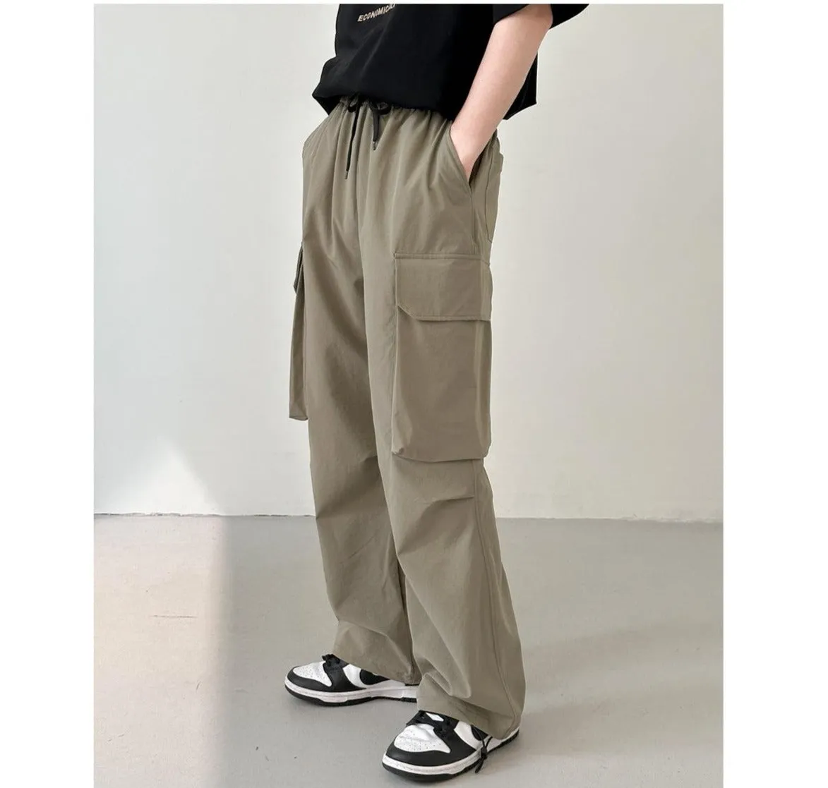 Wide-leg Drape Overalls Large Pocket