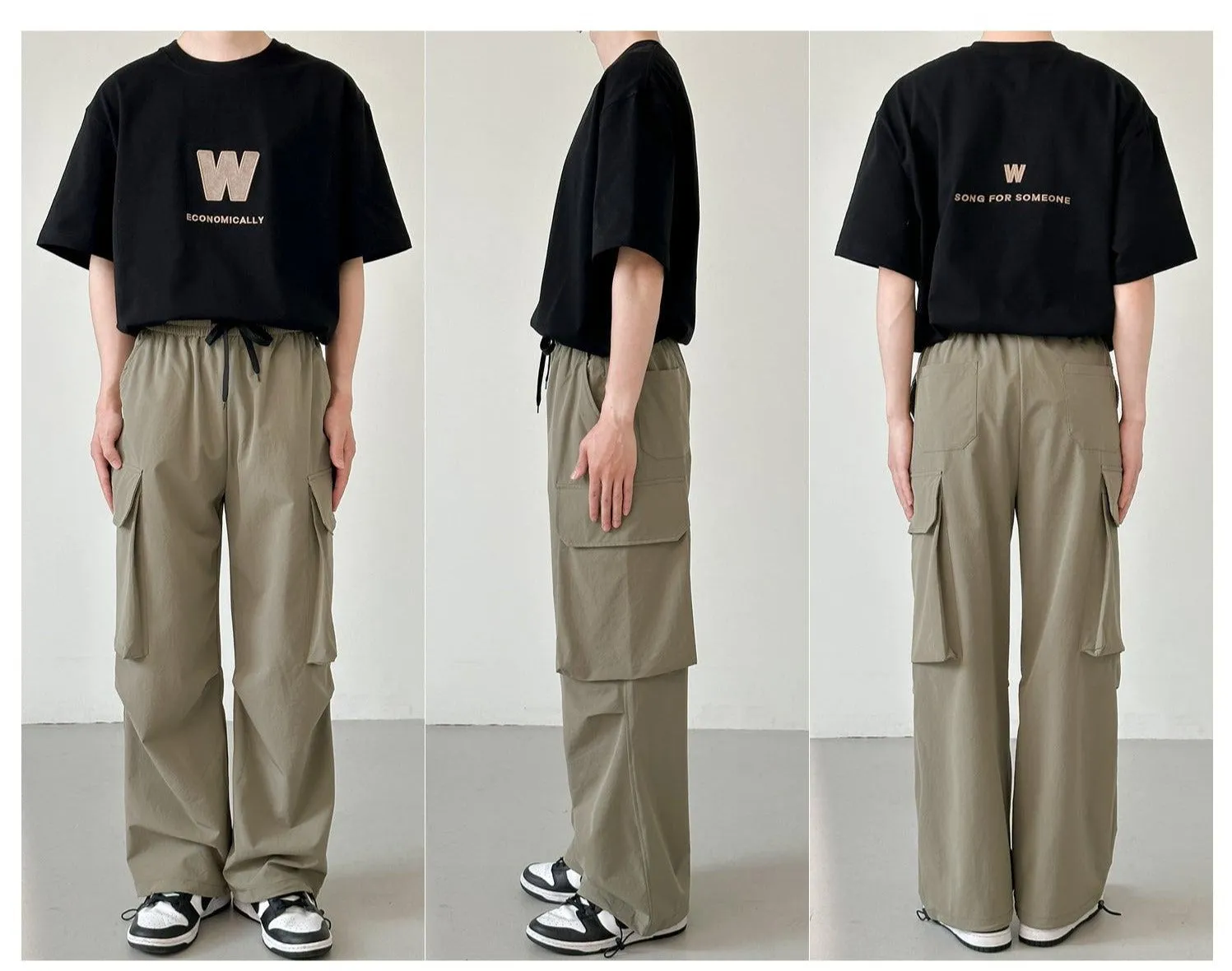 Wide-leg Drape Overalls Large Pocket