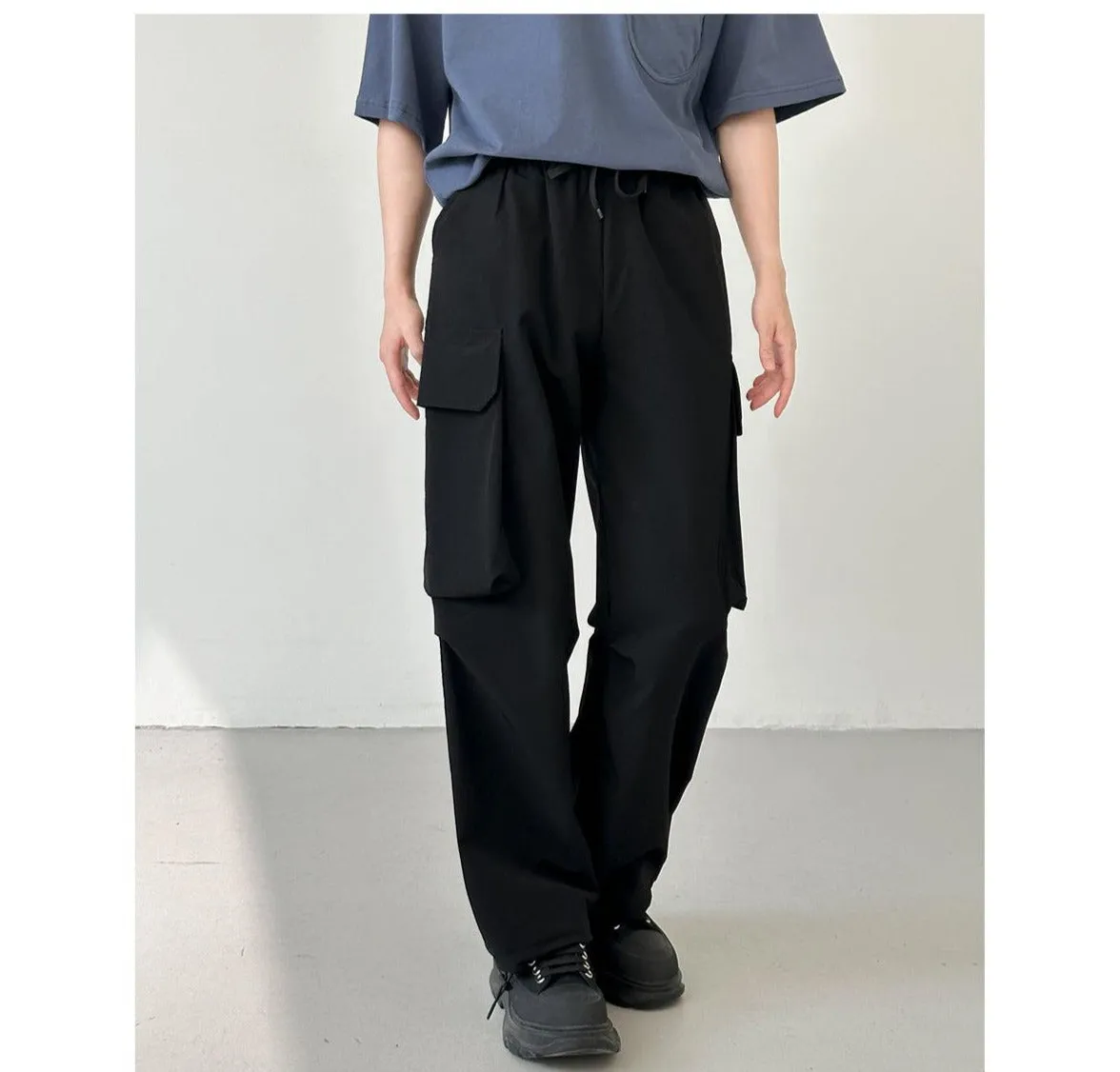 Wide-leg Drape Overalls Large Pocket