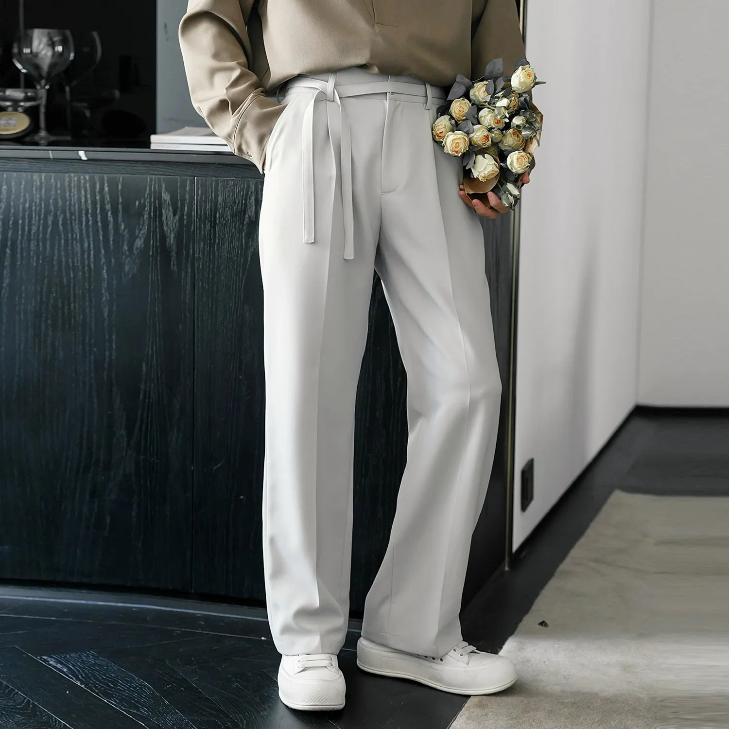 Wide-Leg Drapey Casual Pants