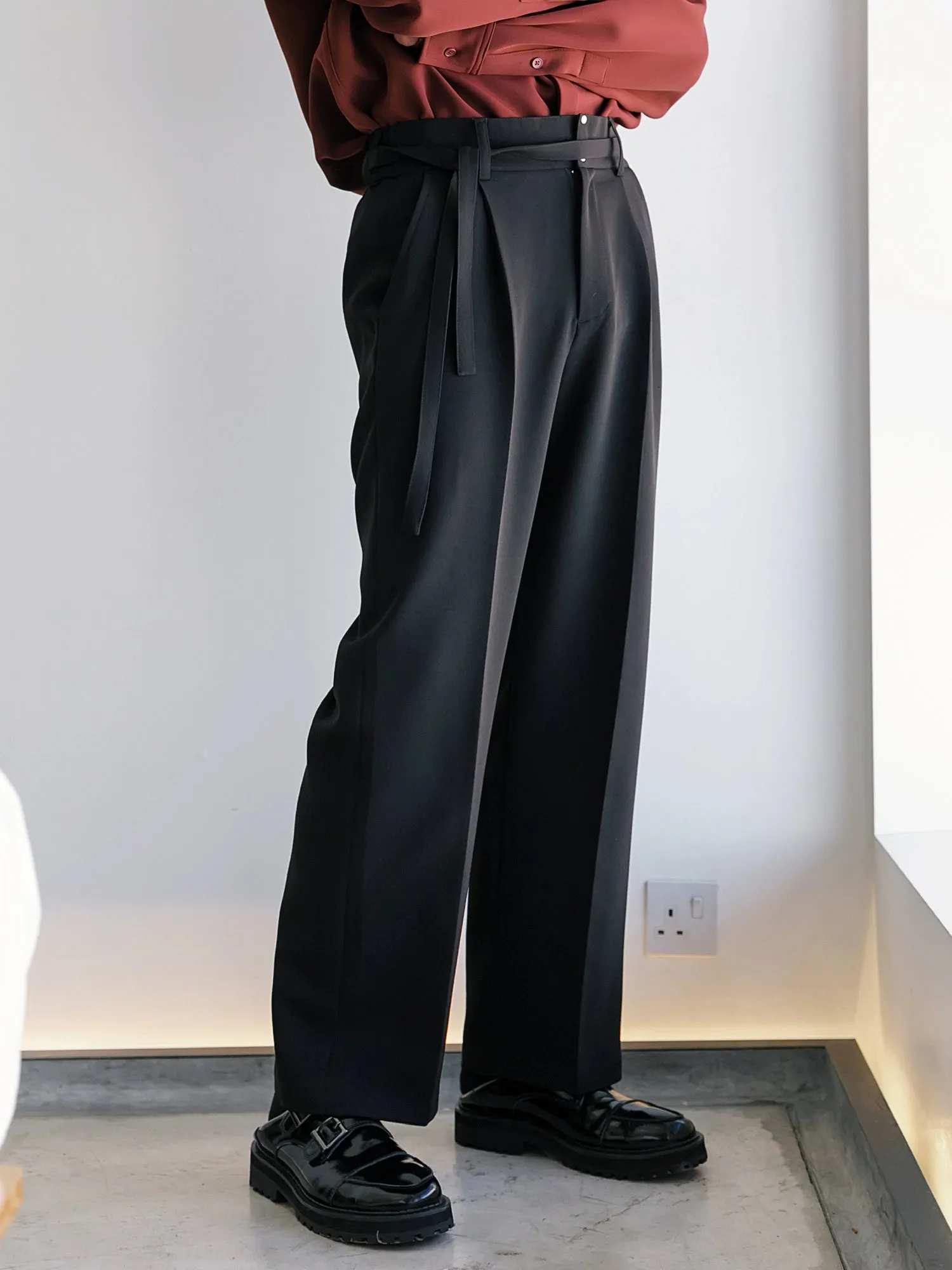 Wide-Leg Drapey Casual Pants