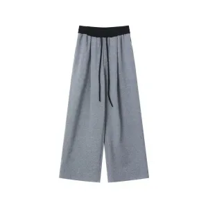 Wide-Leg Drawstring Casual Pants