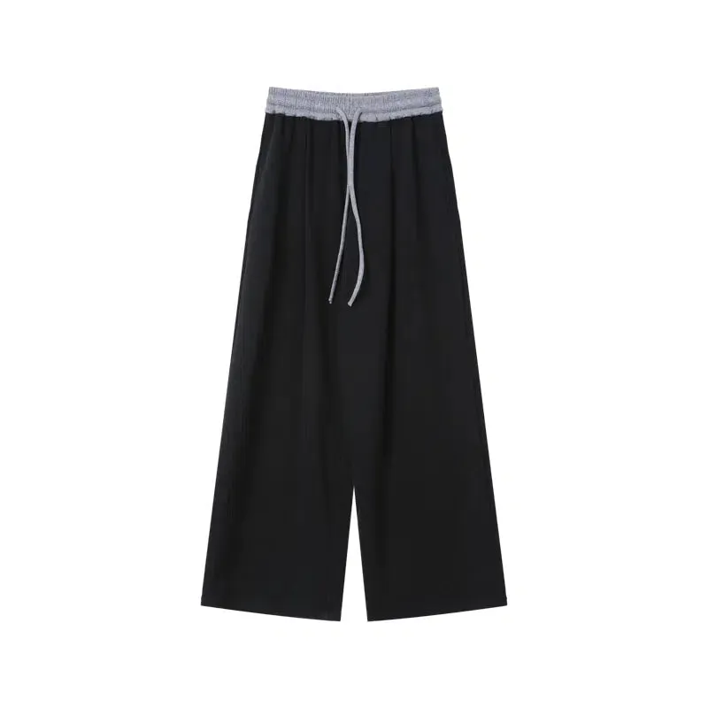 Wide-Leg Drawstring Casual Pants