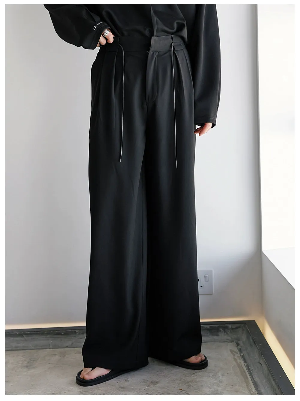 Wide-Leg Floor-Length Pants