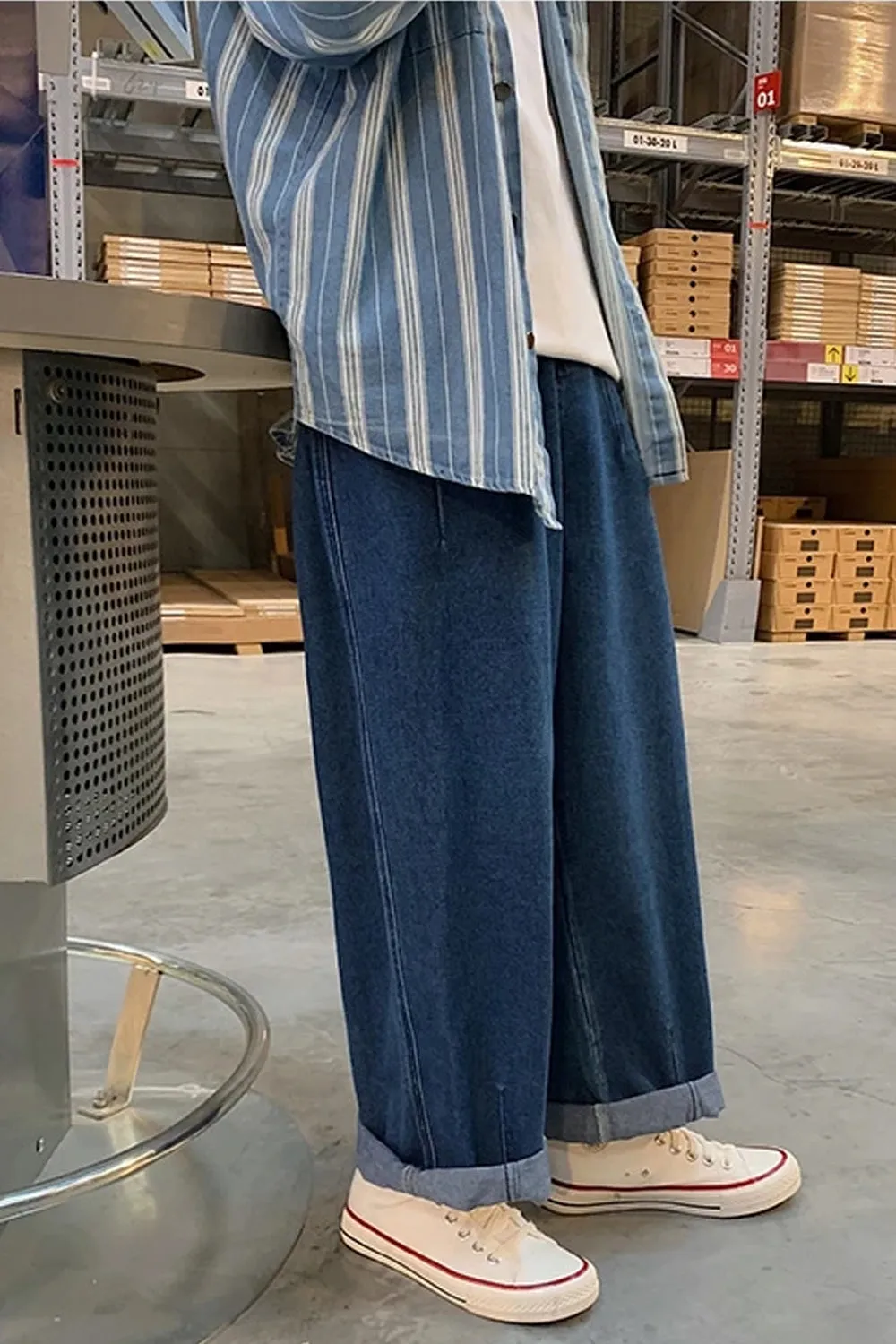 Wide Leg Hip Hop Jeans Long Men Pants