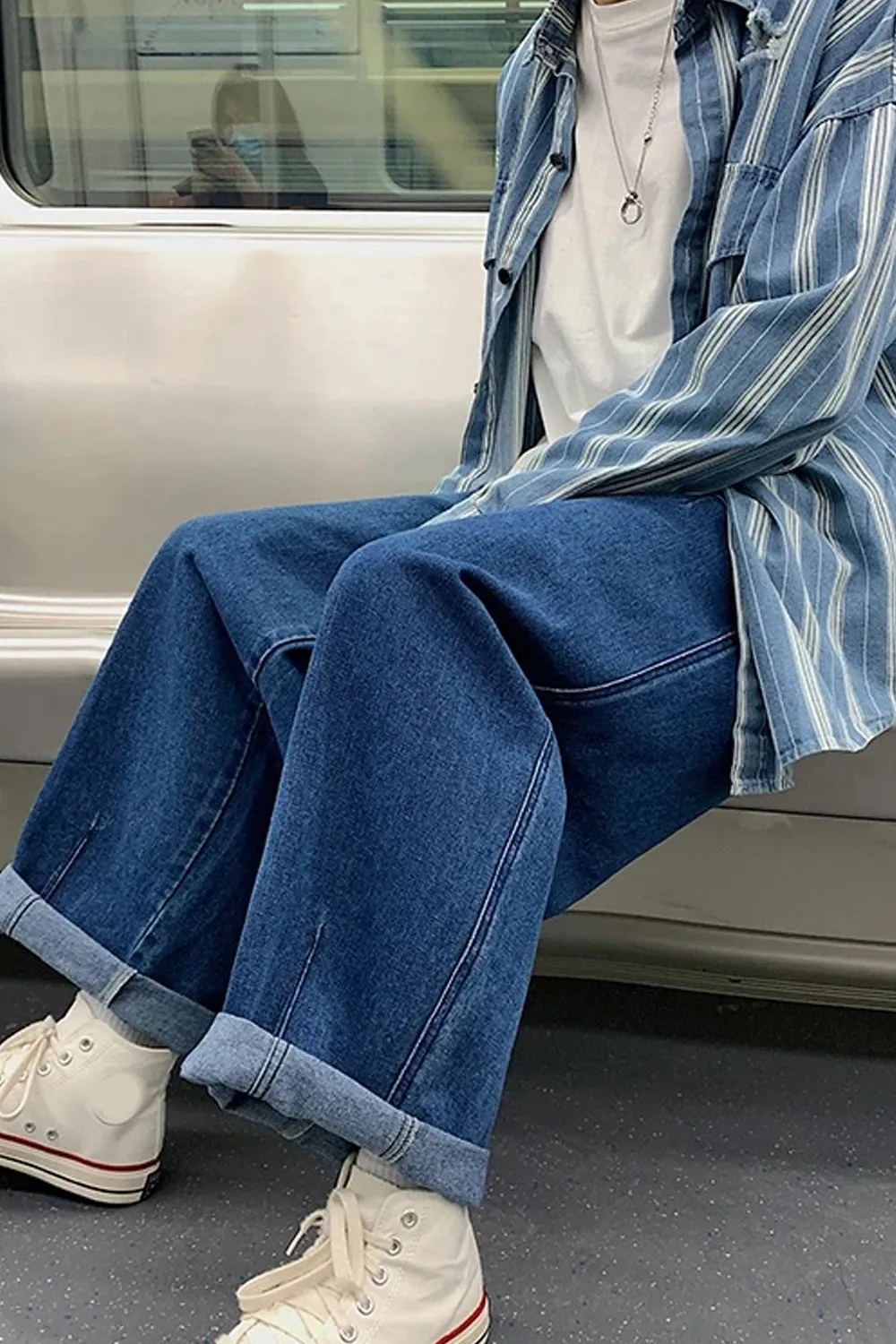 Wide Leg Hip Hop Jeans Long Men Pants