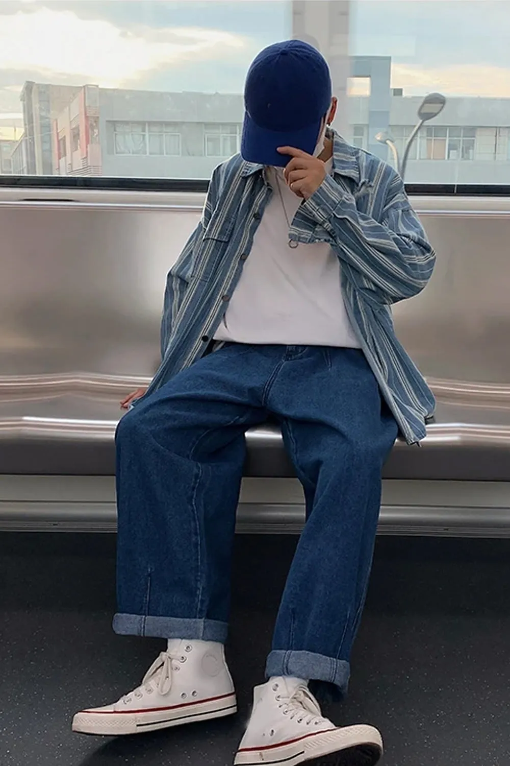 Wide Leg Hip Hop Jeans Long Men Pants