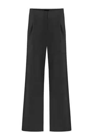 WIDE-LEG LEATHER PANTS BLACK