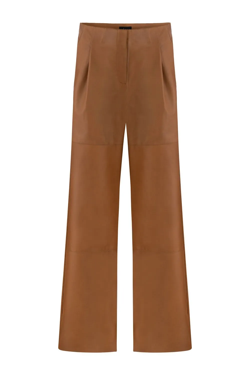 WIDE-LEG LEATHER PANTS TAN