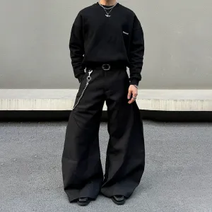 Wide-Leg Pleated Casual Pants