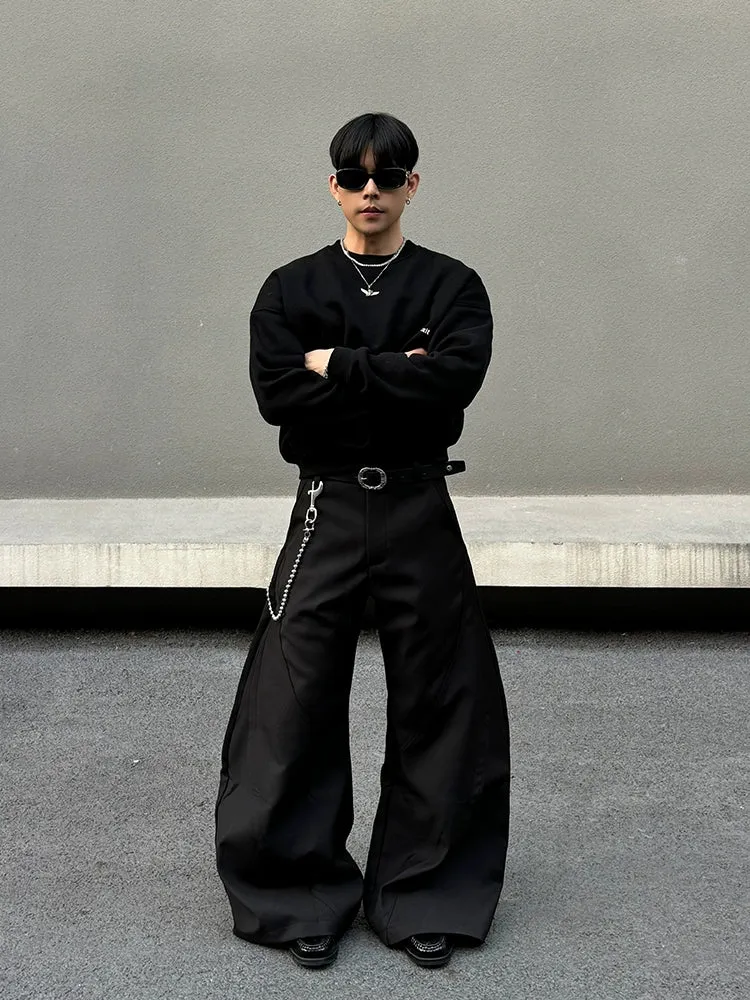Wide-Leg Pleated Casual Pants
