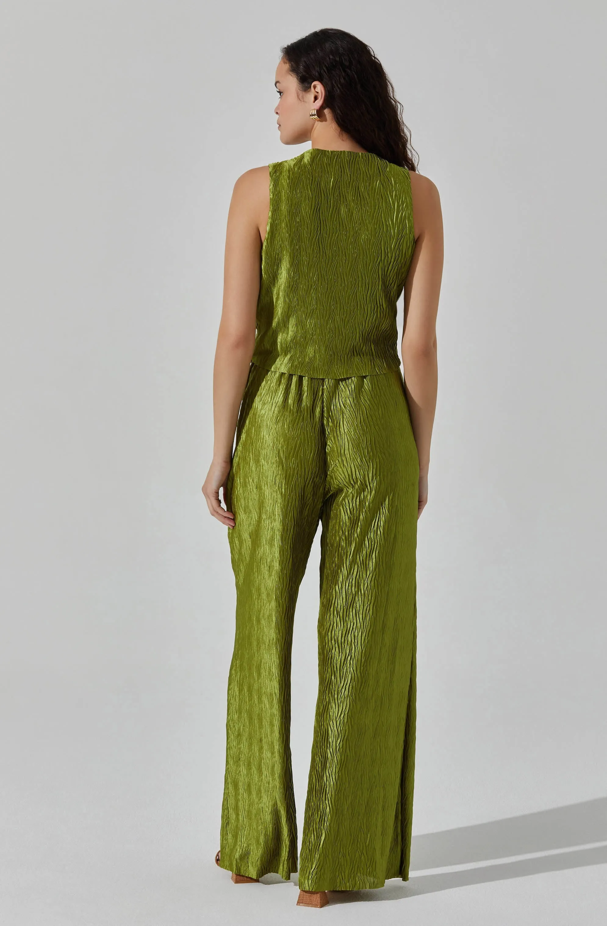 Wide Leg Plisse Pants