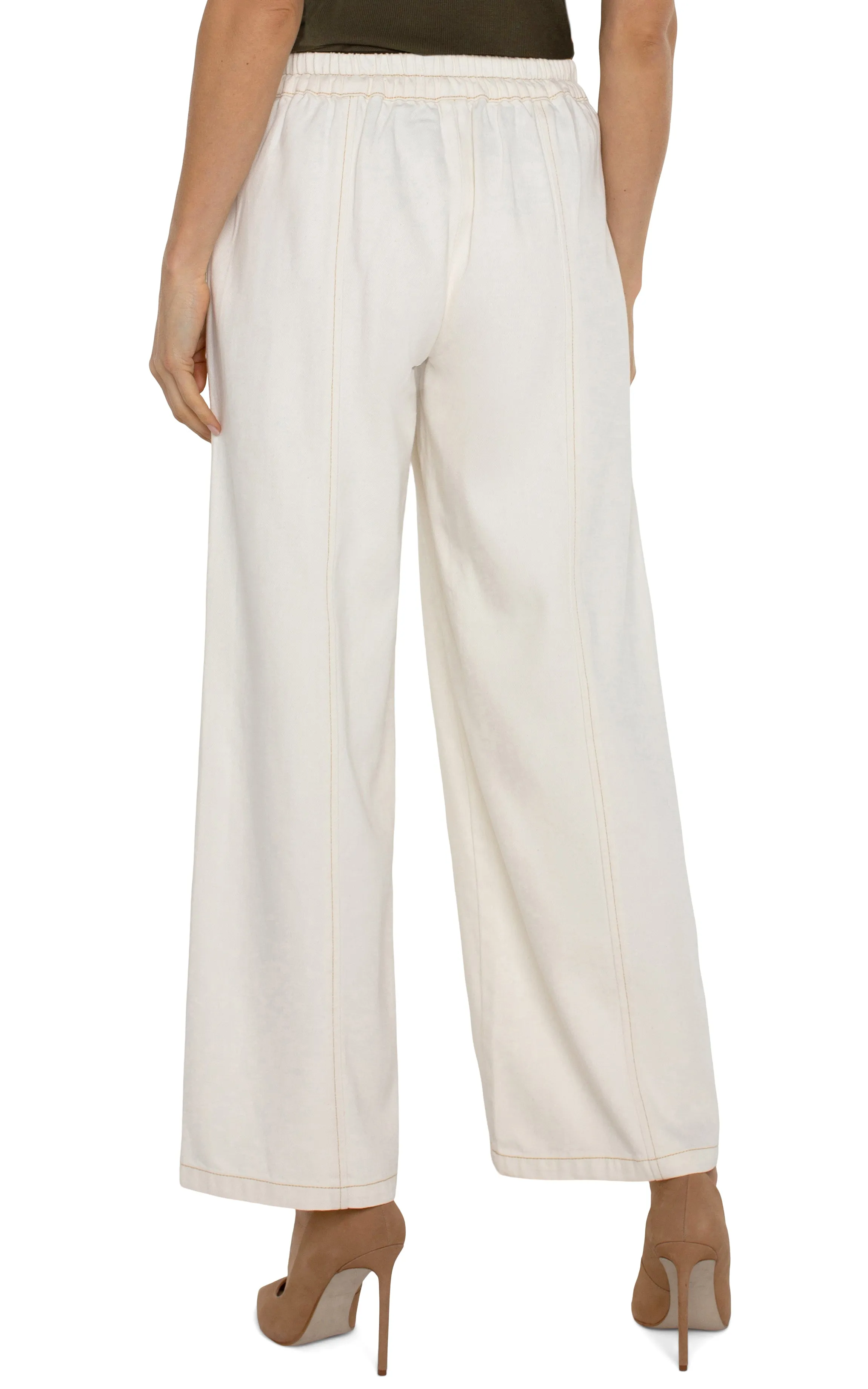 Wide Leg Trousers w Elastic Back Waist w 28.5" Inseam LM4665QR4