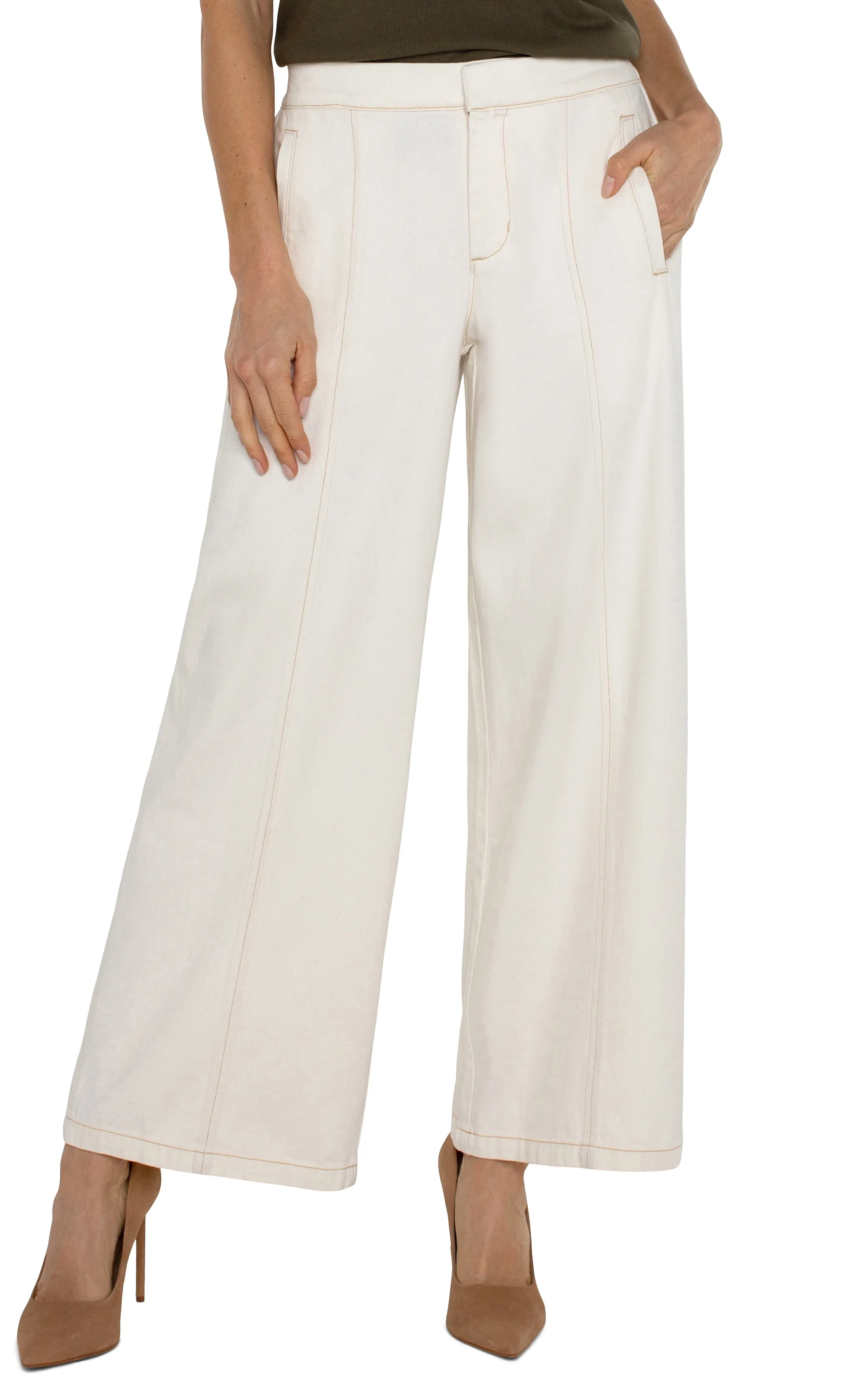 Wide Leg Trousers w Elastic Back Waist w 28.5" Inseam LM4665QR4