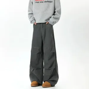 Wide-Leg Washed Pleated Pants