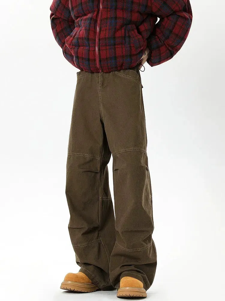 Wide-Leg Washed Pleated Pants