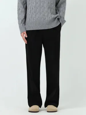 Wide-Leg Woolen Elastic Waist Pants