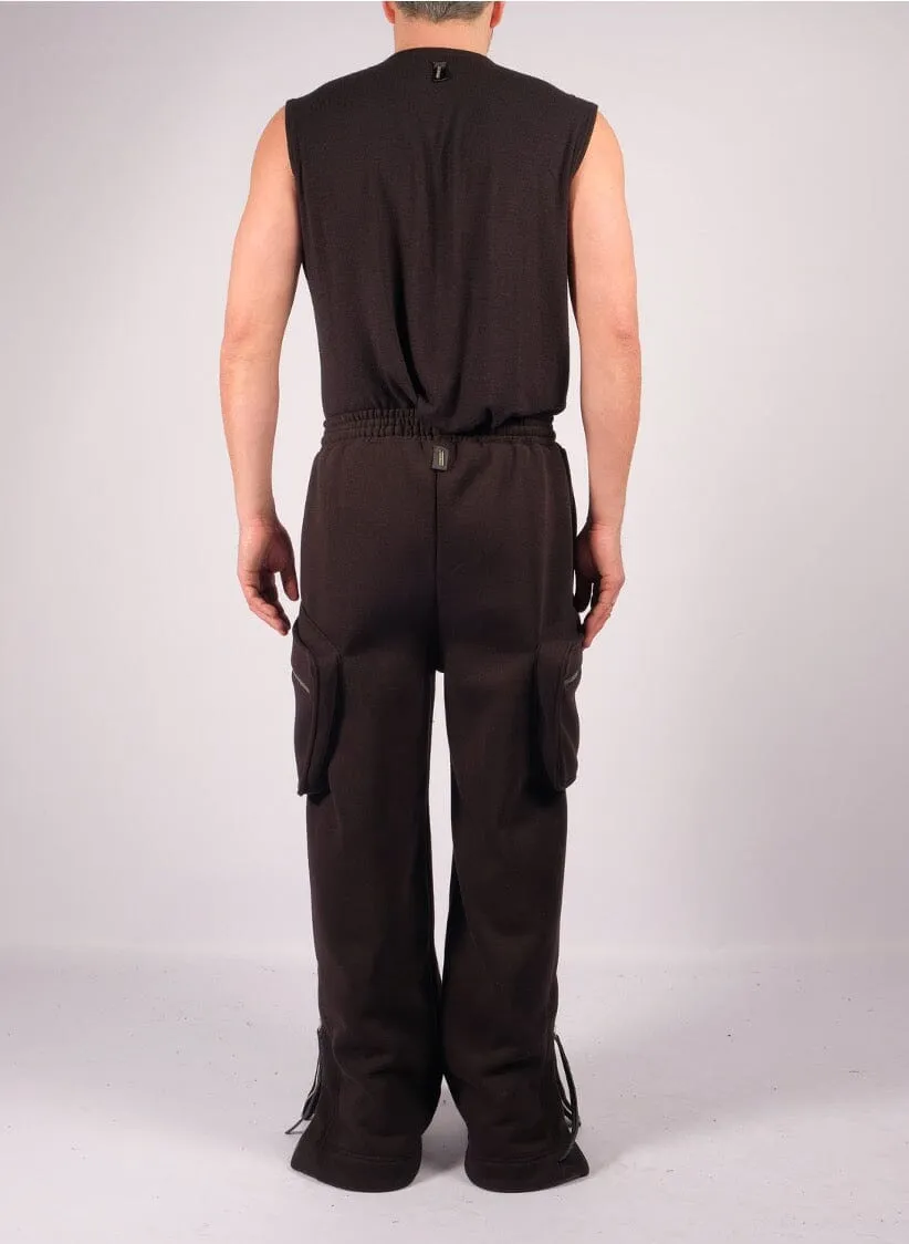 Wide Sweatshirt Trousers with Zippered Pockets