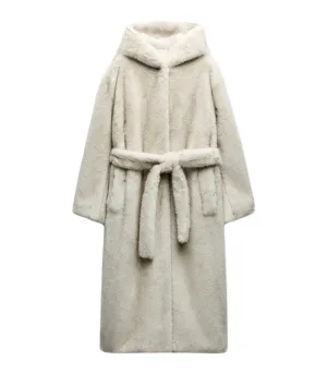 Winter Hooded Eco Fur Coat