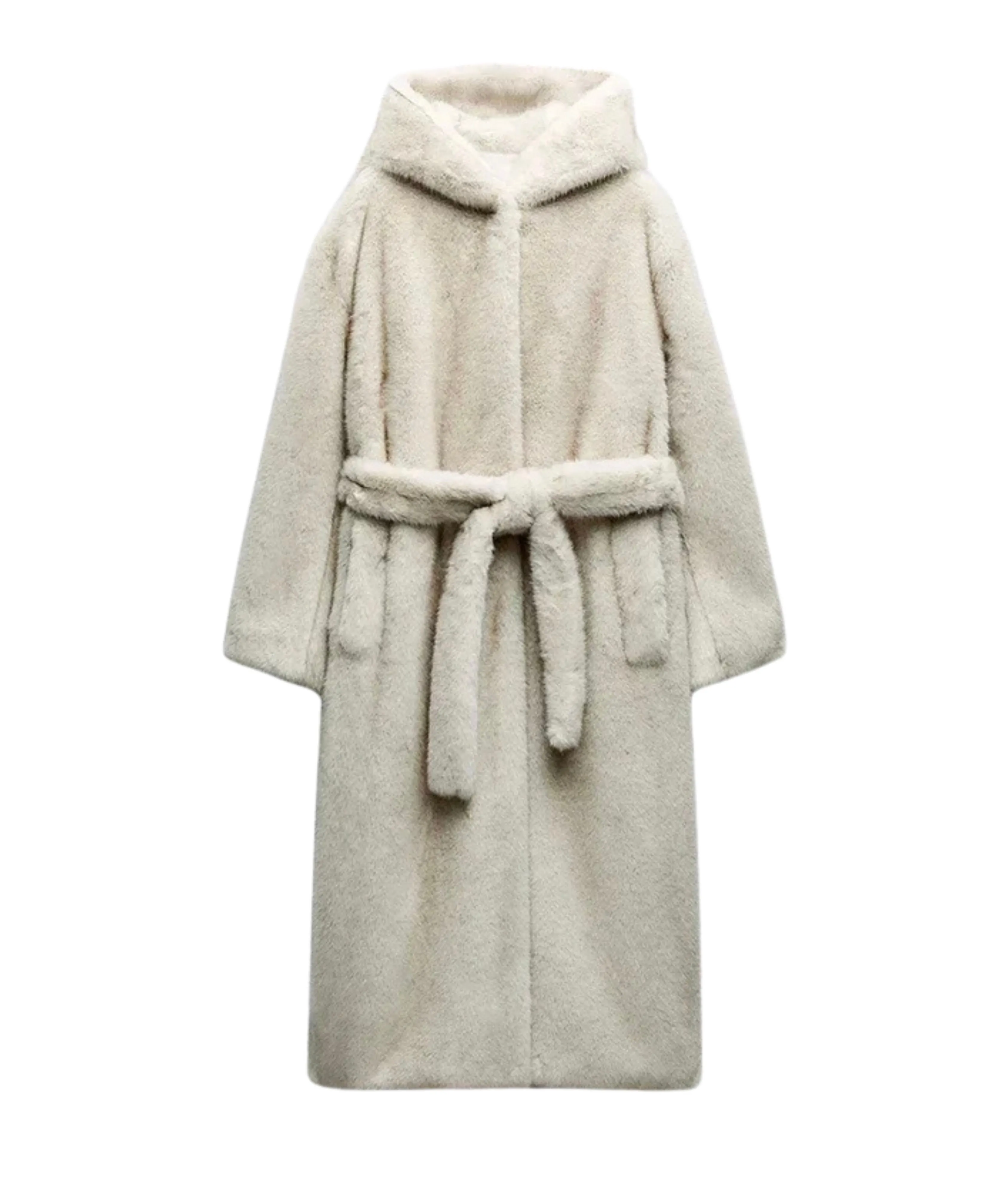 Winter Hooded Eco Fur Coat
